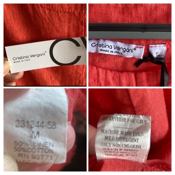 Cristina Vergani NWT Scoop neck 2-Button Cotton/Linen Blend Dress Size Medium - Picture 13 of 14